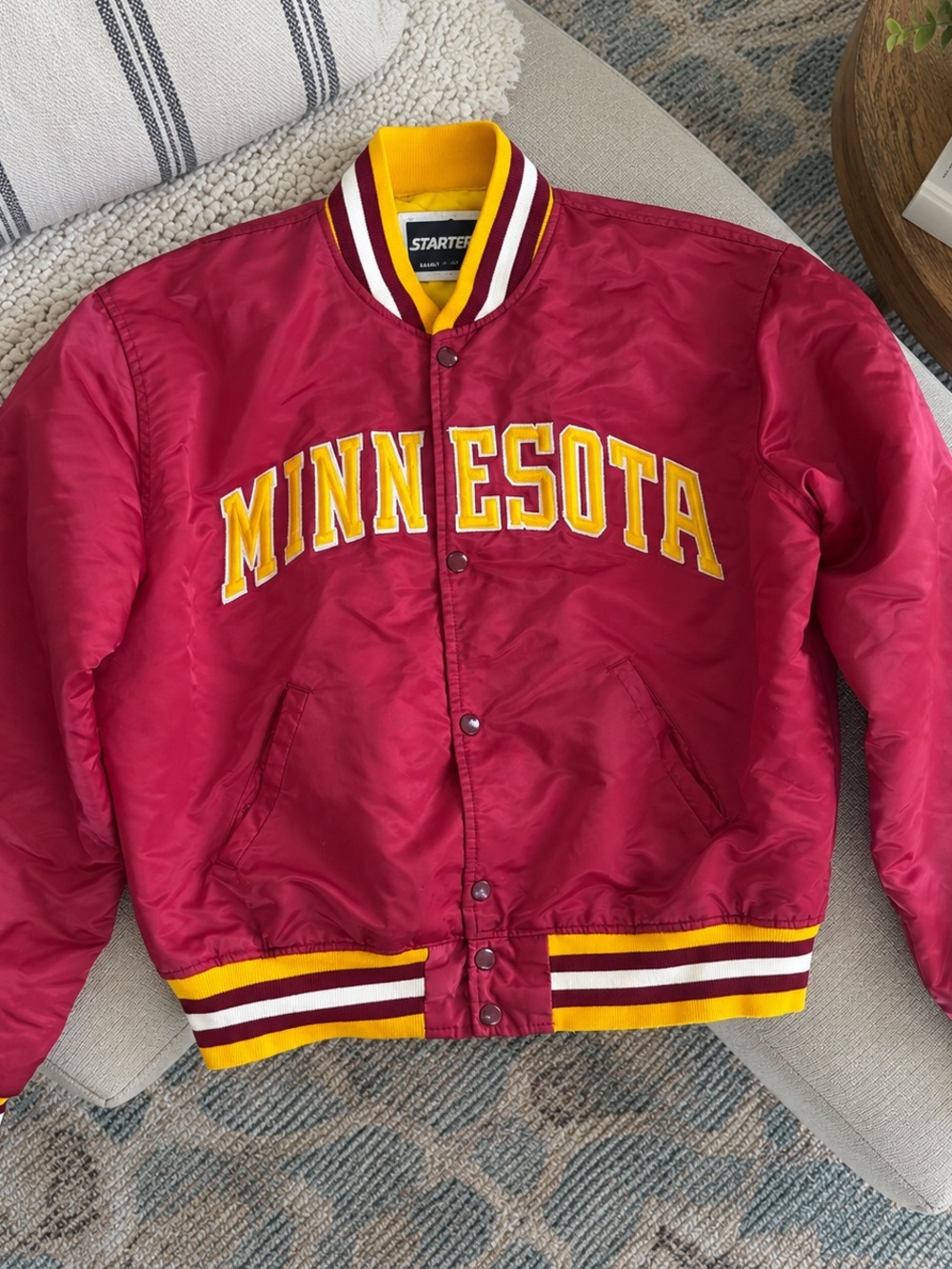 Vintage Starter Minnesota Golden Gophers Satin Bomber Jacket Adult L NCAA